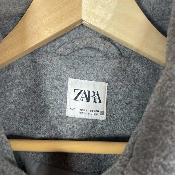 Zara Women’s Short Button Front Collared Coat in Grey Size L - Picture 11 of 14